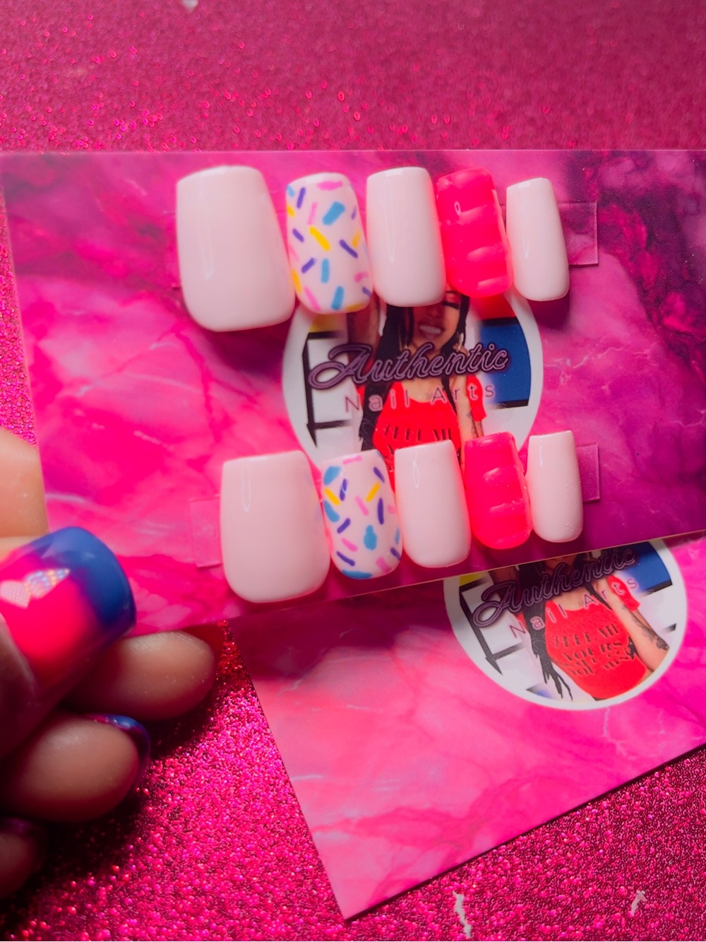 Authentic Nails Pink Confetti Press-On Nail Set